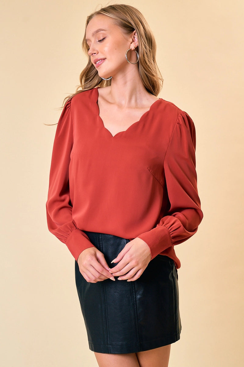 Scallop Neck Blouse