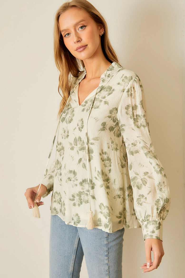 Floral V Neck Blouse