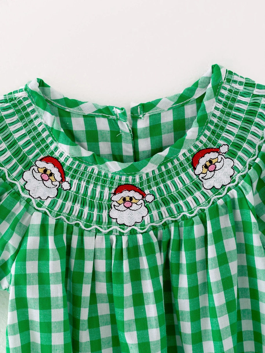 Girls Santa Smocked Romper