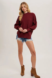 Ribbed Mock Neck Pullover