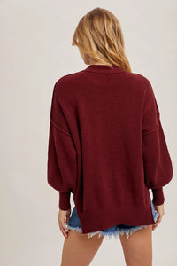 Ribbed Mock Neck Pullover