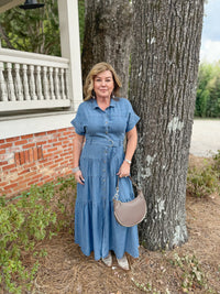 Tiered Denim Maxi Dress