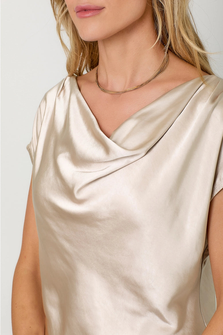 Satin Cowl Neck Top