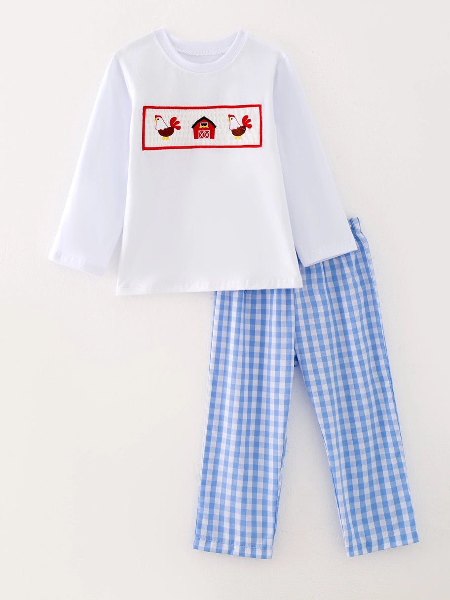 Boys Farm Smocked Outfit