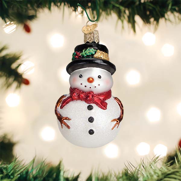 Holly Hat Snowman Ornament