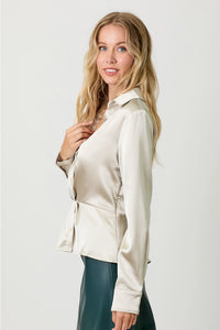 Peplum Satin Blouse