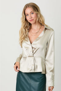 Peplum Satin Blouse