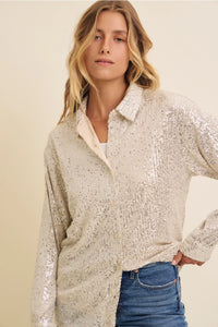 Sequin Button Down Shirt