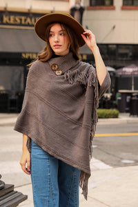 Button Neck Poncho