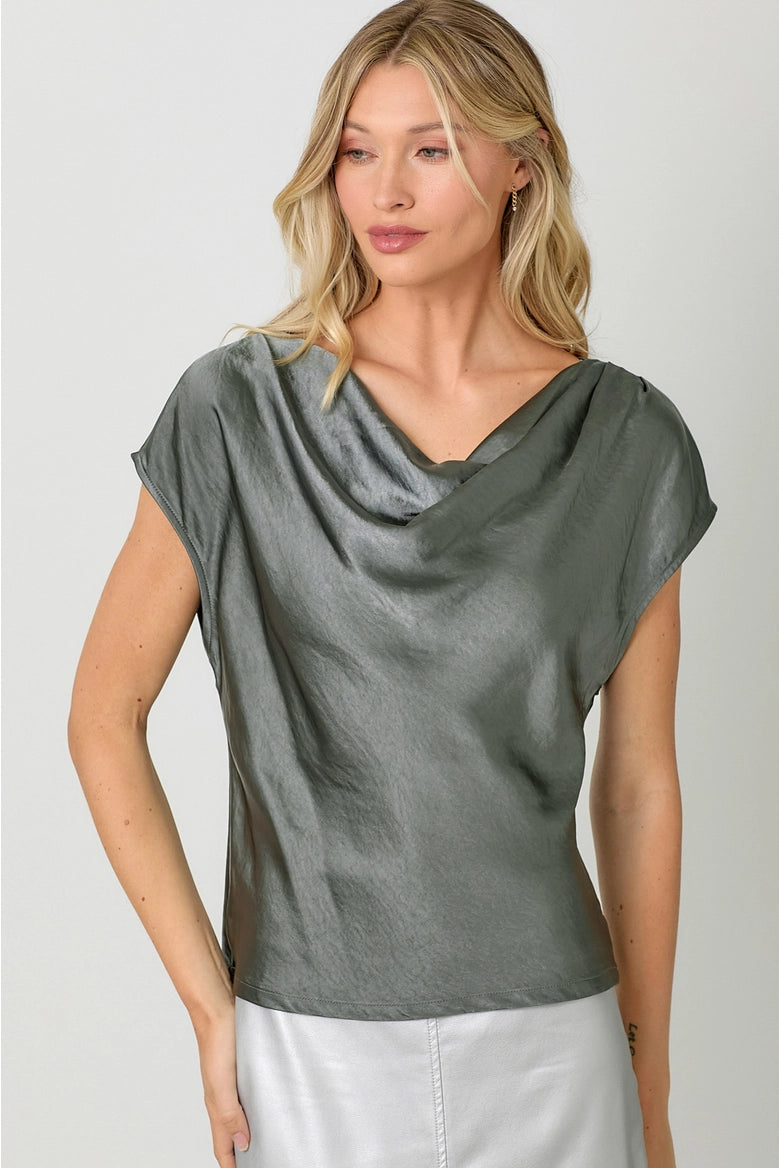 Satin Cowl Neck Top