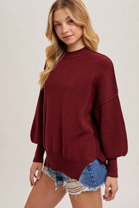 Ribbed Mock Neck Pullover