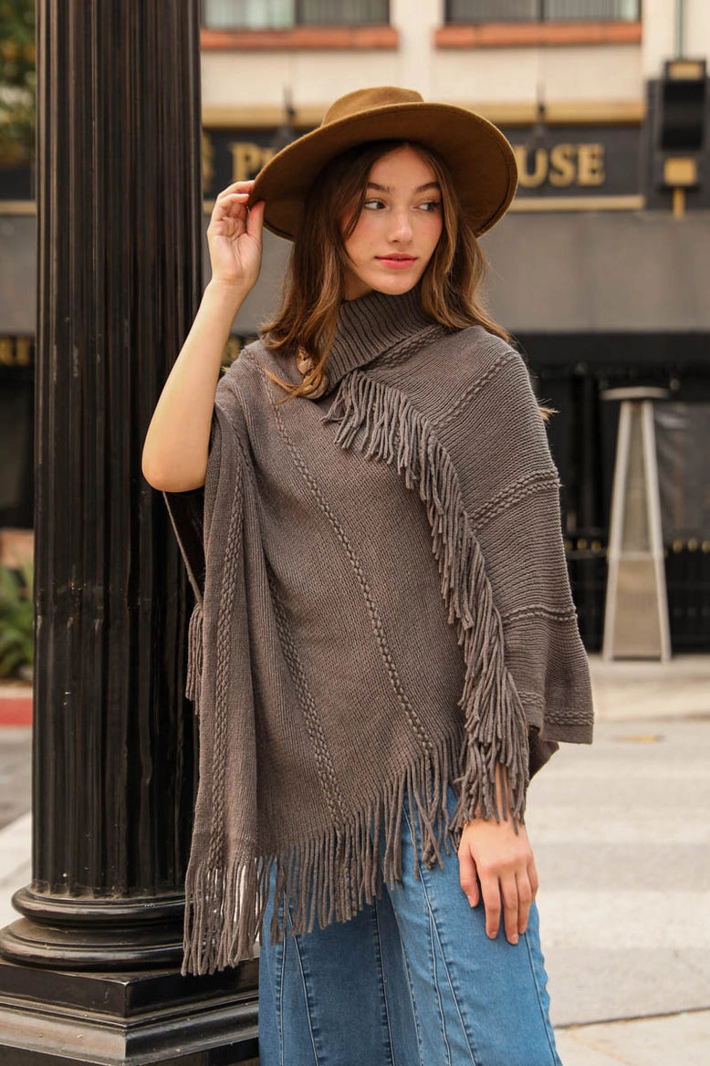 Button Neck Poncho