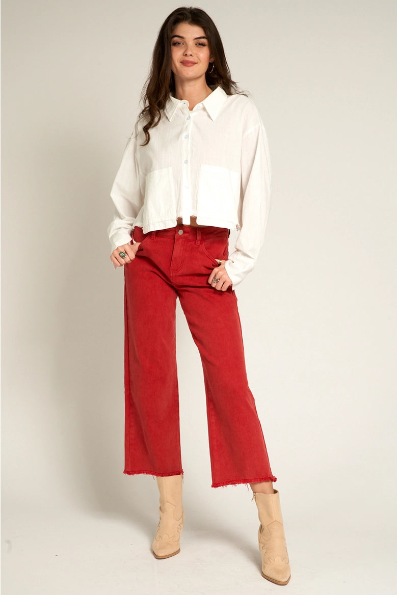 Frayed Hem Cropped Jeans