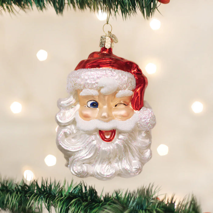 Winking Santa Ornament