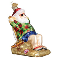 Sunning Santa Ornament