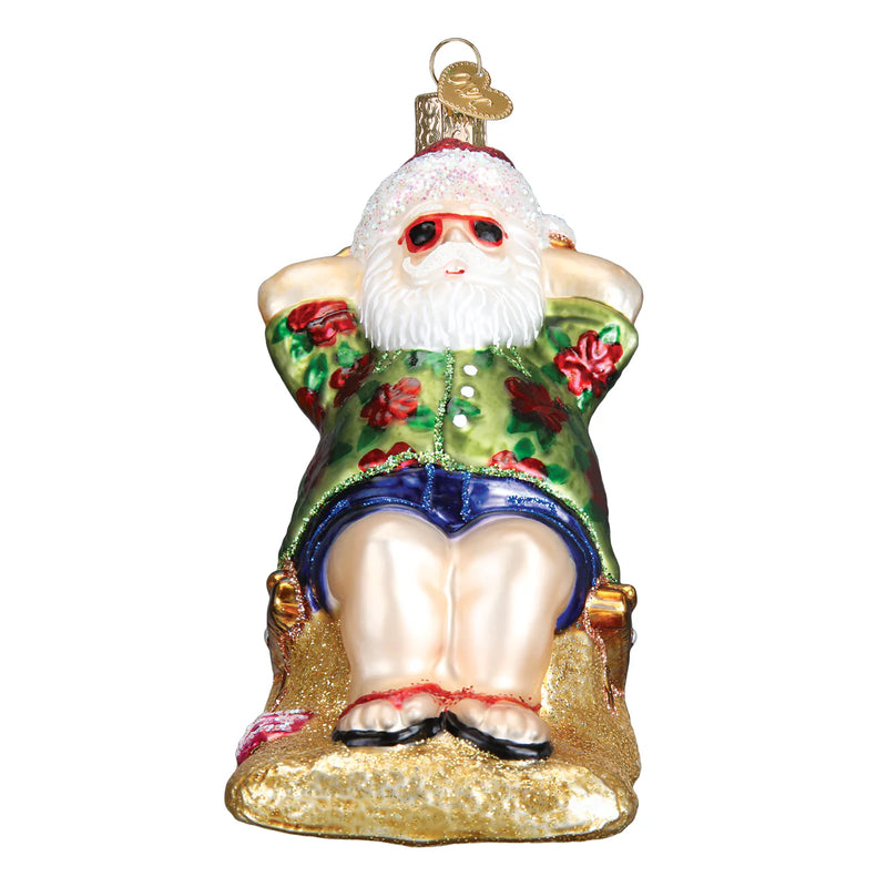 Sunning Santa Ornament