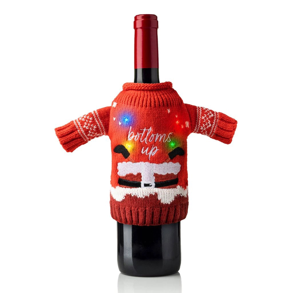 Light Up Wine Bottle Sweater