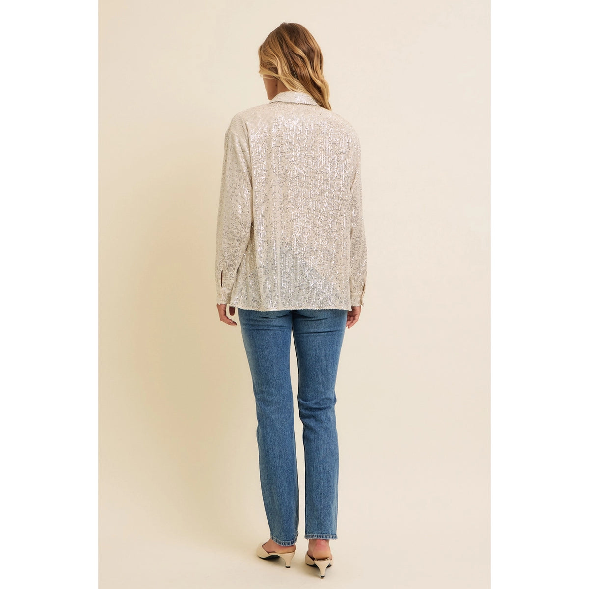 Sequin Button Down Shirt