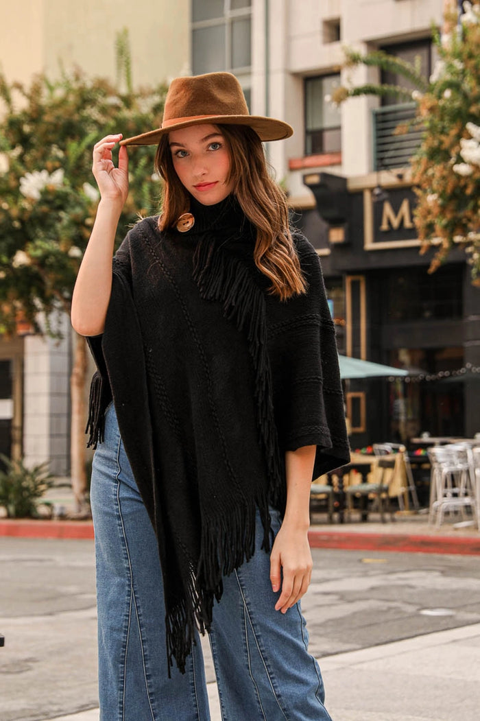 Button Neck Poncho