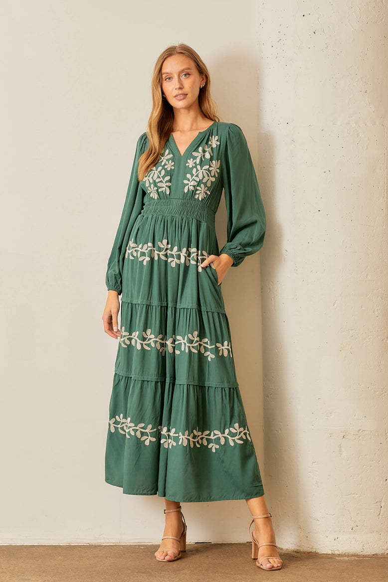 Embroidered Floral Maxi Dress