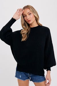 Ribbed Mock Neck Pullover