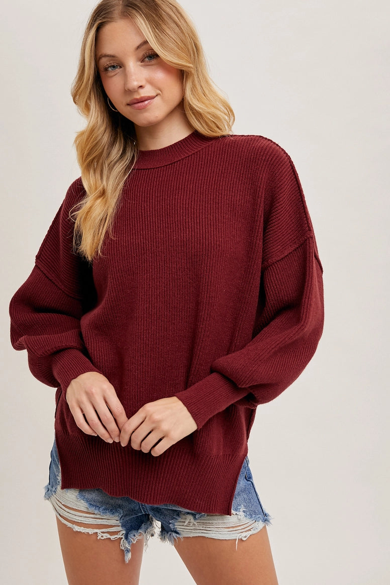 Ribbed Mock Neck Pullover