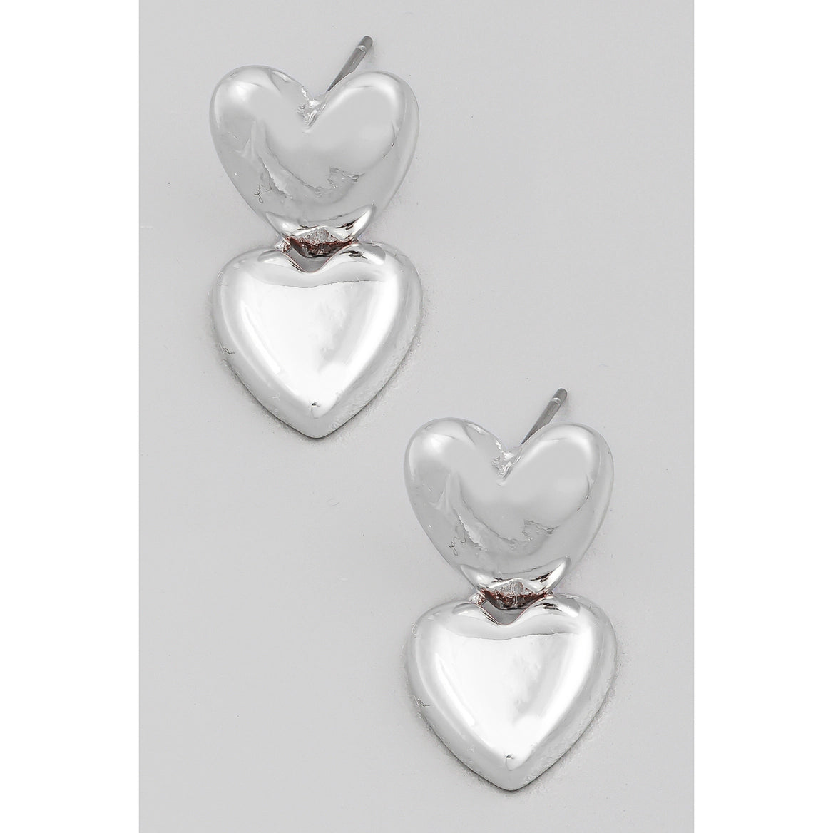 Double Heart Drop Earrings