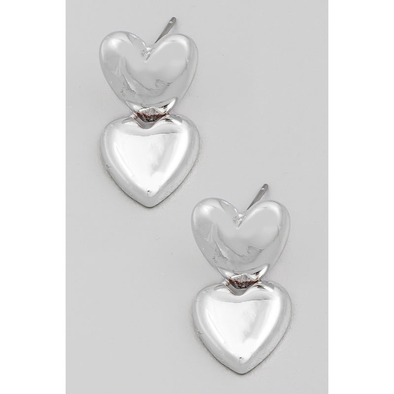 Double Heart Drop Earrings