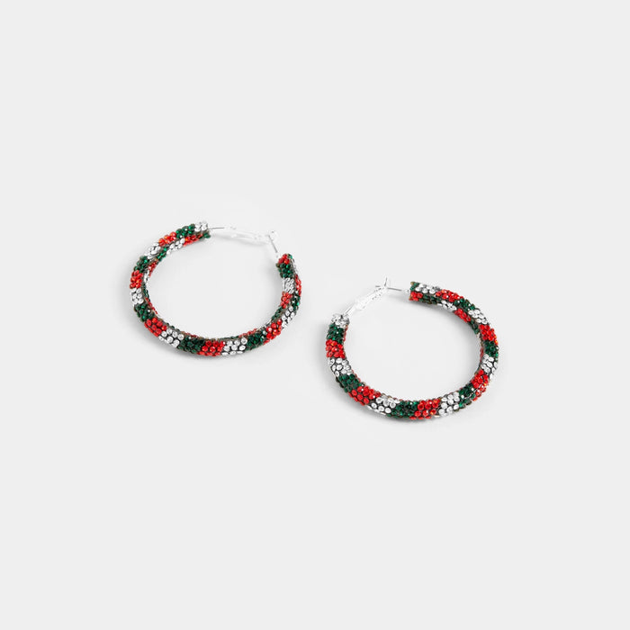 Bedazzled Holiday Hoop Earrings