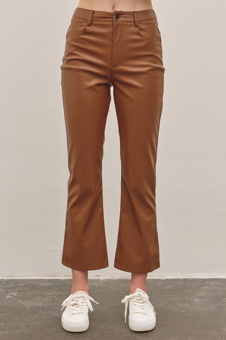 Vegan Leather Crop Pants