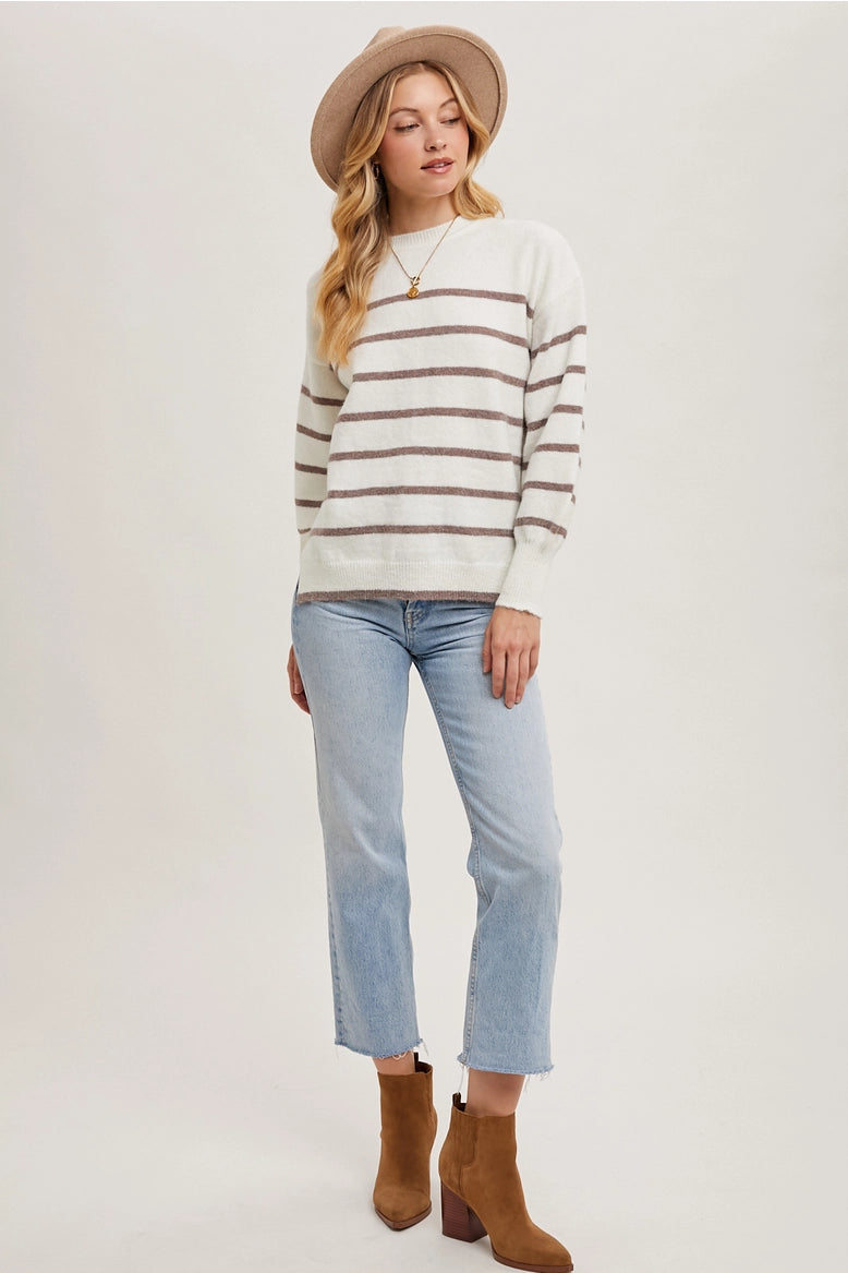 Side Slit Striped Sweater