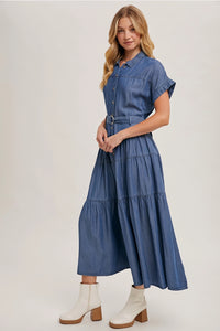 Tiered Denim Maxi Dress