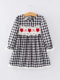 Plaid with Heart Smocked Dress