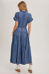 Tiered Denim Maxi Dress