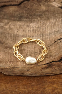 Chunky Chain Pearl Bracelet