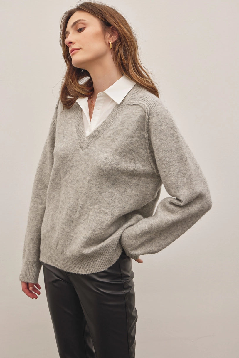 V Neck Sweater with Shirt