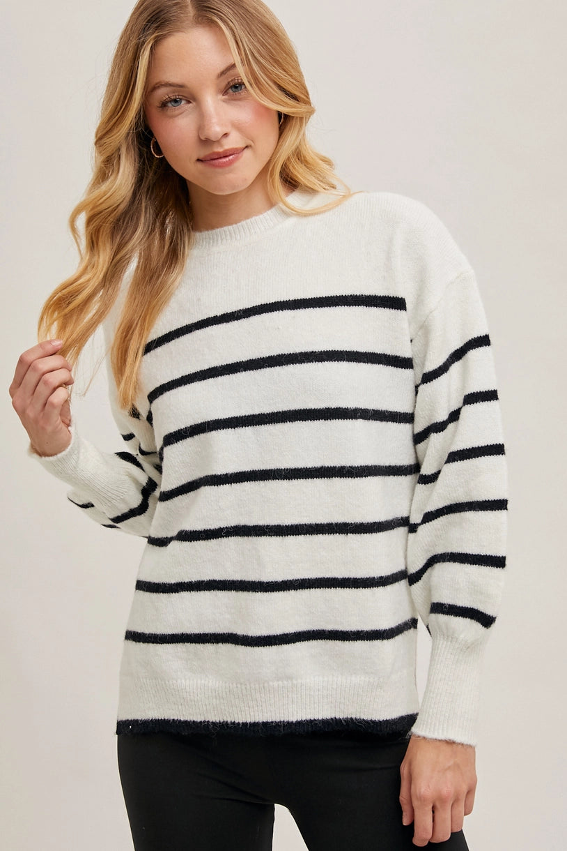 Side Slit Striped Sweater