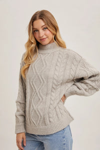 Turtleneck Cable Knit Sweater