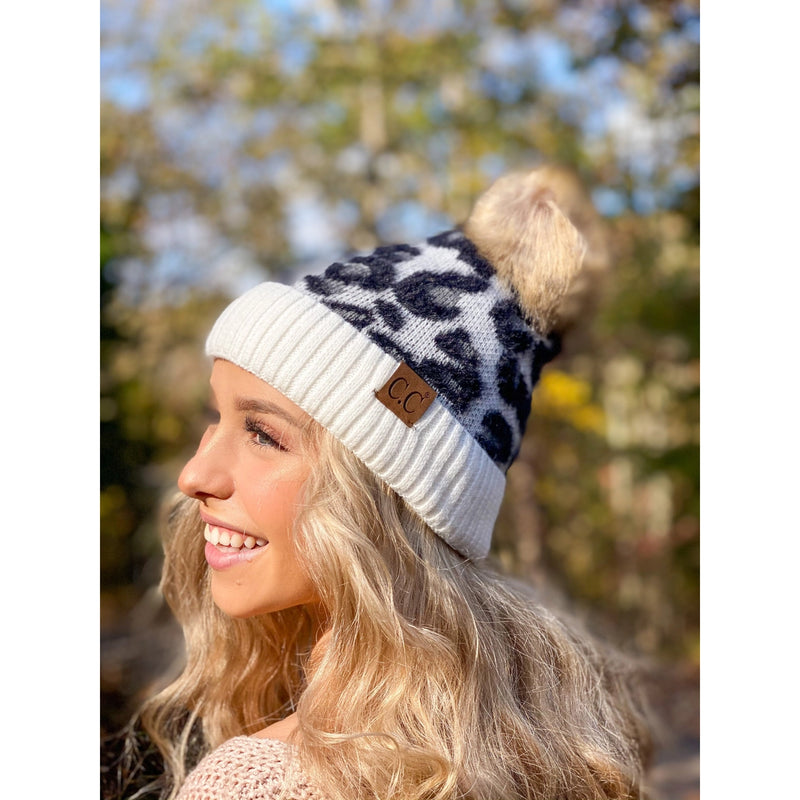 Leopard Pom CC Beanie