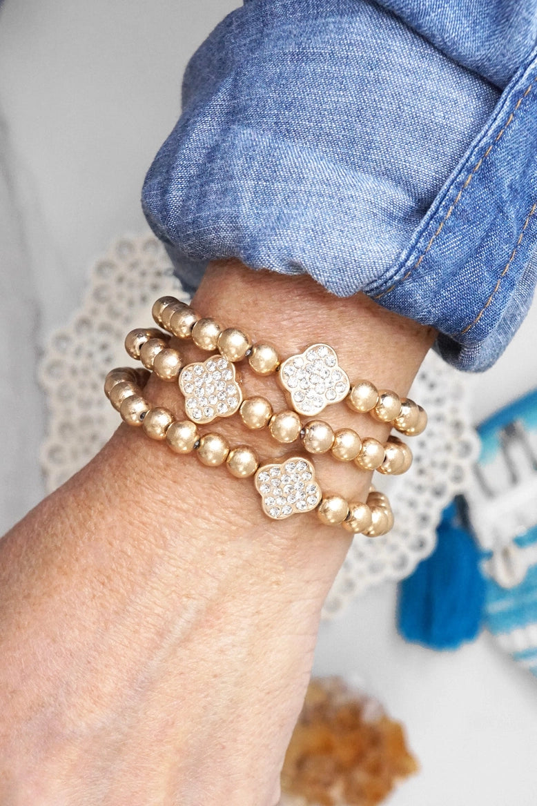 Crystal Clover Bracelet Stack