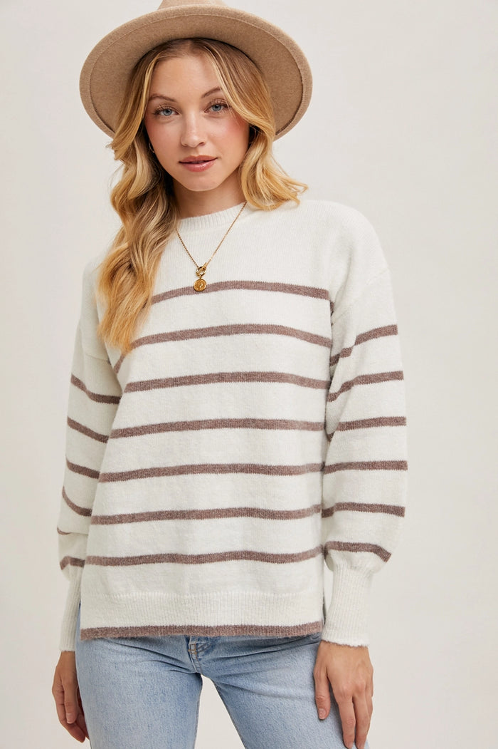 Side Slit Striped Sweater