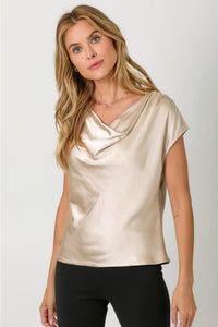 Satin Cowl Neck Top