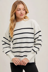 Side Slit Striped Sweater