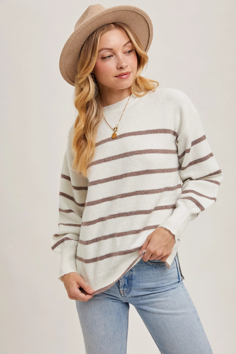 Side Slit Striped Sweater