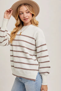 Side Slit Striped Sweater