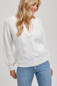 Split Neck Cable Sweater