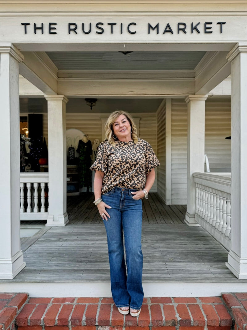 Leopard Puff Sleeve Top