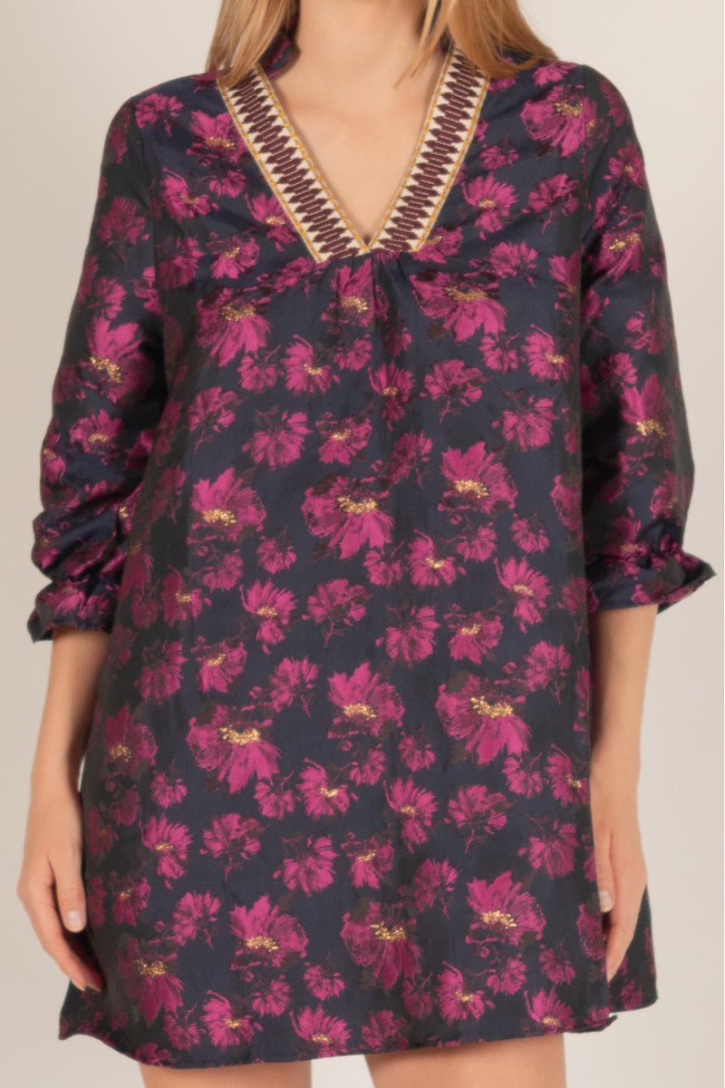 Floral Jacquard Mini Dress