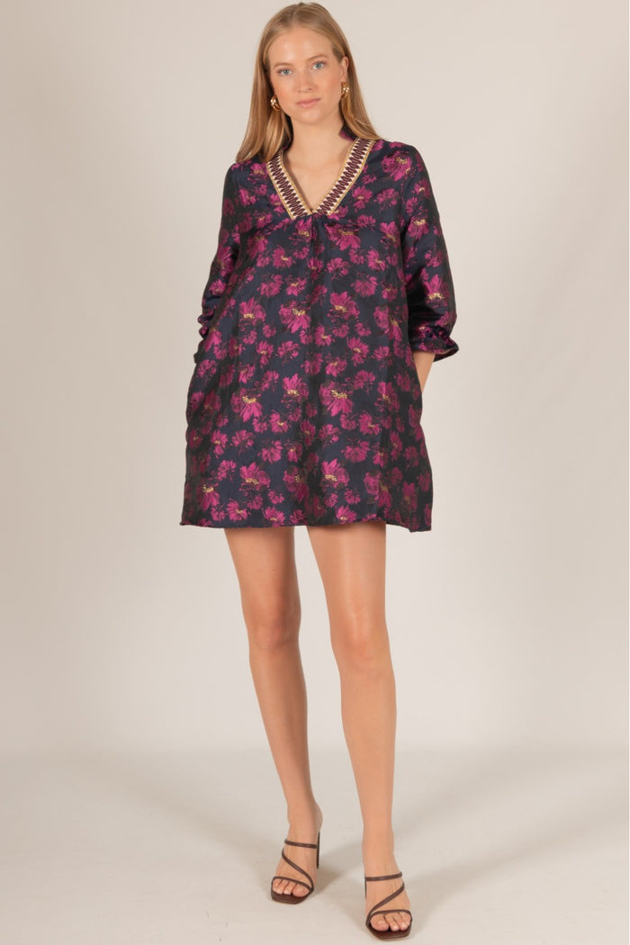 Floral Jacquard Mini Dress