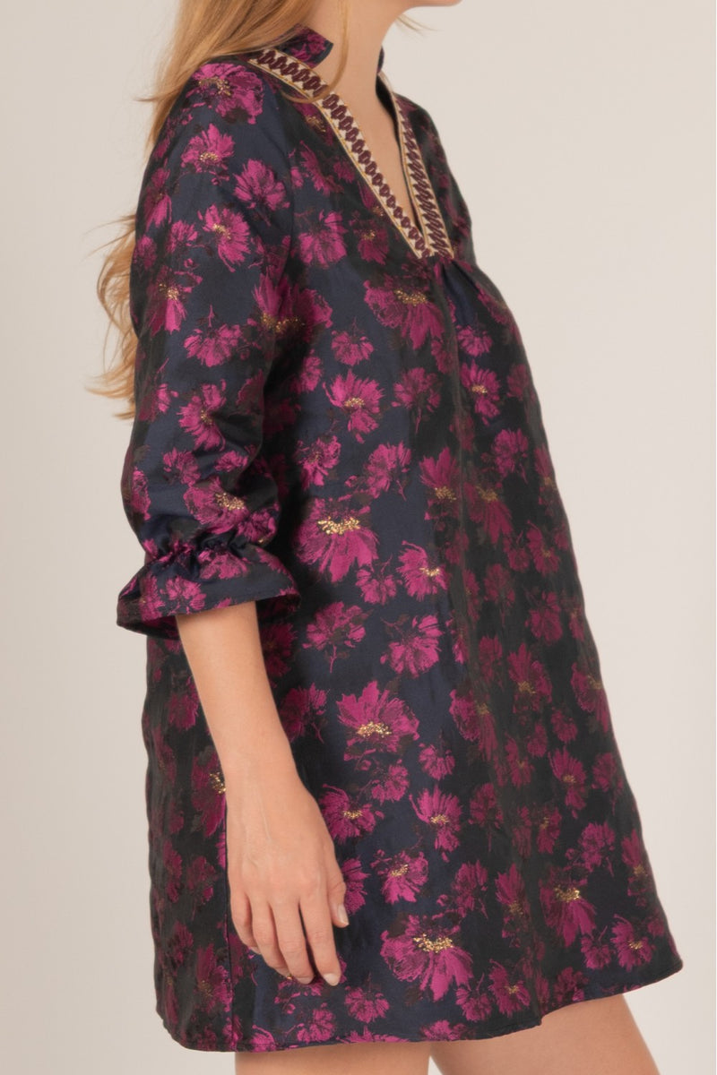 Floral Jacquard Mini Dress